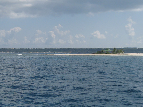 [Click to enlarge beach at Sandy Island]