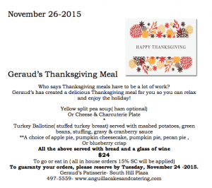 thanksgiving lunch at gerauds