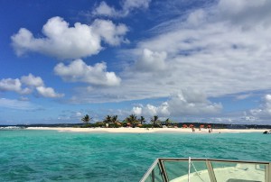 in the sandy island boat called joy approaching sandy island