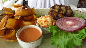 malliouhana jerk chicken burger