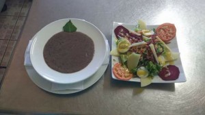 black bean soup and cobb salad