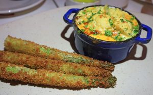 panko asparagus and truffled cauliflower